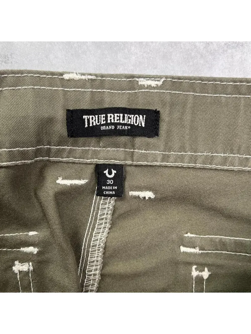 Y2K Olive Green True Religion Grunge Cargo Skater Pants